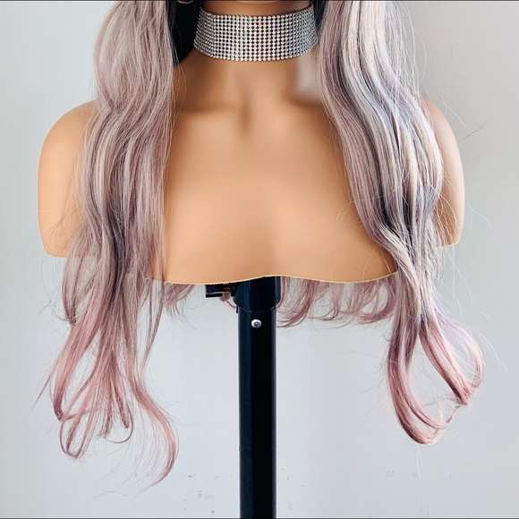 A Very Pretty 22” Ash Berry Color Synthetic Wig with Bangs / “Put On & Go” - Picture 2 of 11